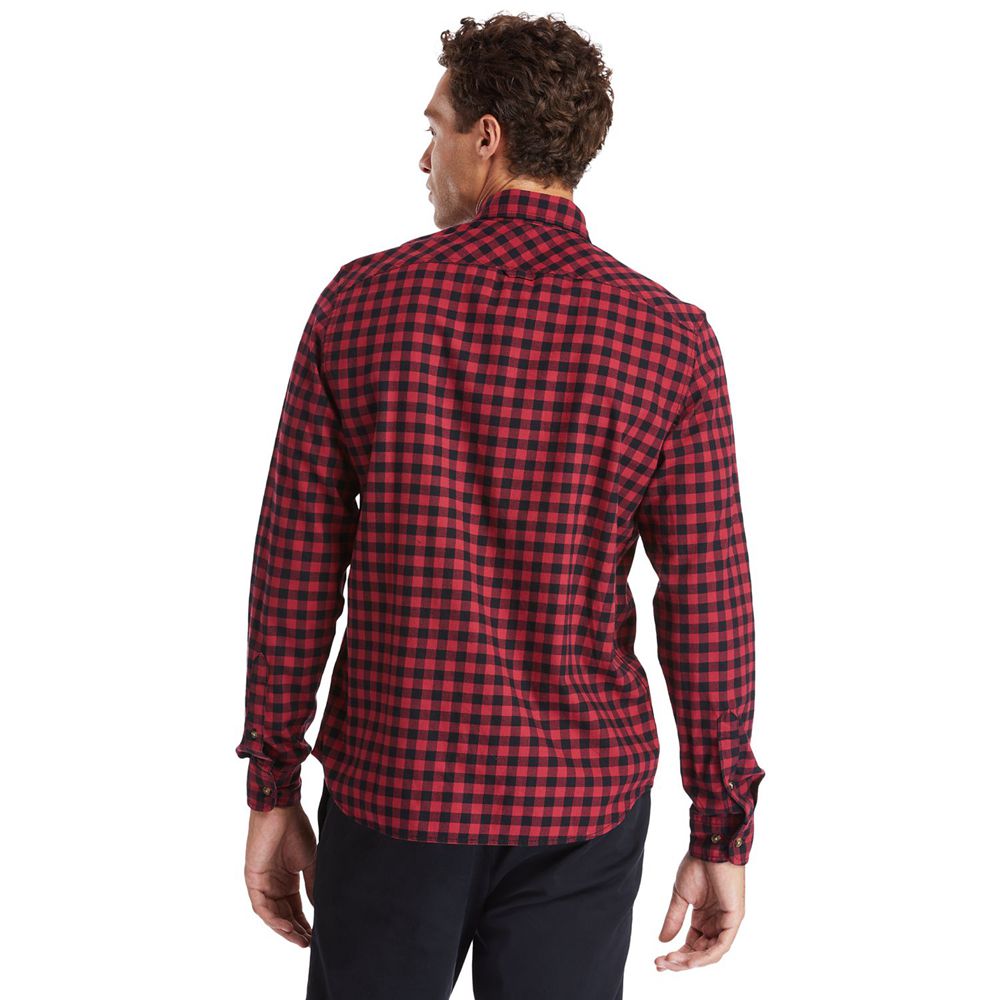 Camisa Timberland Hombre Back River Brushed-Cotton Oxford Check Rojas/Negras - Chile HPF-913820